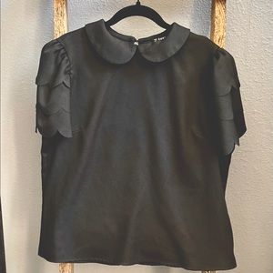 Lovely black scallop-sleeve blouse